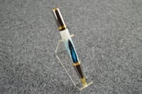 Image 5 of White Lace with Blue Feathers, Custom Pen with Premium Gold Plating,  #0168