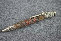 Image 1 of Skeleton Key Pen with Red Trinity Triad  Knot, Celtic Heritage High End Ballpoint,  #0604