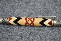 Image 4 of High End Segmented Wood Pen, Celtic Knot Herringbone 360, Metal Rings, #0290