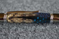 Image 2 of Custom Rattlesnake Pen with Real Feathers, Gun Metal Finish   #0238