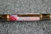 Image 3 of Custom Pen with Blue and Pink Feathers, Gift for Mother, Desk Accessory, #0149