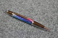 Image 1 of Color Wheel Feather Pen, Multi Color Rooster Plumage, 0252