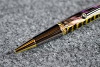 Image 2 of Majestic Squire Feather Pen, Purple, Green, Yellow Plumage, Twist Action Ballpoint, #0286