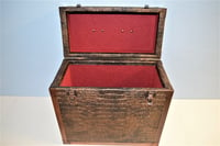 Image 2 of LP Record Storage, Solid Wood Carry Case with Bronze Gator Leather and Copper Edging, #0281