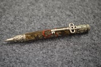 Image 4 of Skeleton Key Pen with Red Trinity Triad  Knot, Celtic Heritage High End Ballpoint,  #0604
