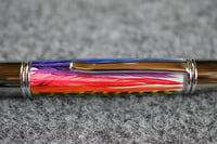 Image 3 of Color Wheel Feather Pen, Multi Color Rooster Plumage, 0252