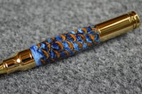 Image 5 of Letter Opener, Ocean Tide Blue and White Swirl Acrylic,  Gold Finish, #0162