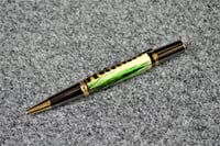Image 5 of Majestic Squire Feather Pen, Purple, Green, Yellow Plumage, Twist Action Ballpoint, #0286