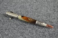 Image 3 of Deer Hunter Bullet Pen with Pheasant Feathers in Pewter Finish, 30 Caliber Ballpoint #0174