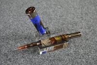 Image 4 of Shotgun Shell Rollerball Pen with Turkey Feathers, 12 Gauge Over and Under, Gun Metal  #0173