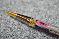 Image 5 of Pink White and Black Feather Pen, Art Deco Detail in Gold and Silver Trim, High End Ballpoint,  0251