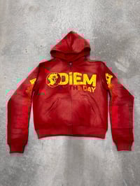 Image 1 of Sun Dyed Zip Up Hoodie *Red*