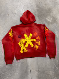 Image 2 of Sun Dyed Zip Up Hoodie *Red*