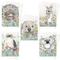Australian Animal Floral Range - Individual or Pack of 5 Greeting Cards