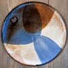 SAND – red stoneware plate with blue & brown 26cm