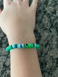 Image 2 of Evil eye bracelet|polymer clay bead bracelet