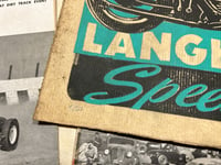 Image 4 of Langhorne Speedway Motorcycle Races aged Linocut Print - FREE SHIPPING