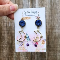 Image 4 of Crescent Moon Earrings | Druzy and Moon Celestial Earrings