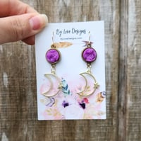 Image 2 of Crescent Moon Earrings | Druzy and Moon Celestial Earrings