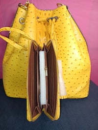 Image 2 of Yellow Ostrich/ Crocodile drawsting bag