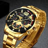 EleganceTriad™ Men's Business Watch Set with Gold Necklace and Bracelet