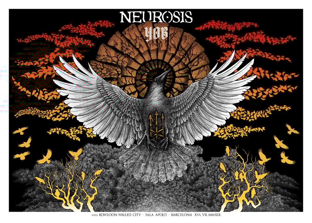 Neurosis/YOB screenprinted gig poster, Barcelona 2019