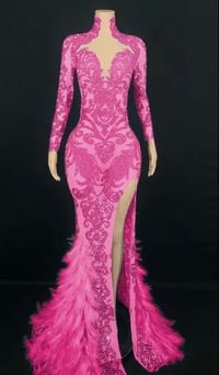 Image 2 of Rhinestones Feather Tail Dress