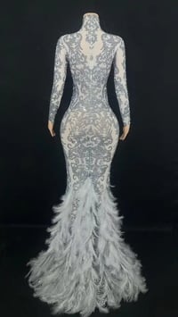 Image 5 of Rhinestones Feather Tail Dress