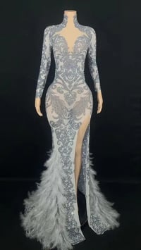 Image 1 of Rhinestones Feather Tail Dress