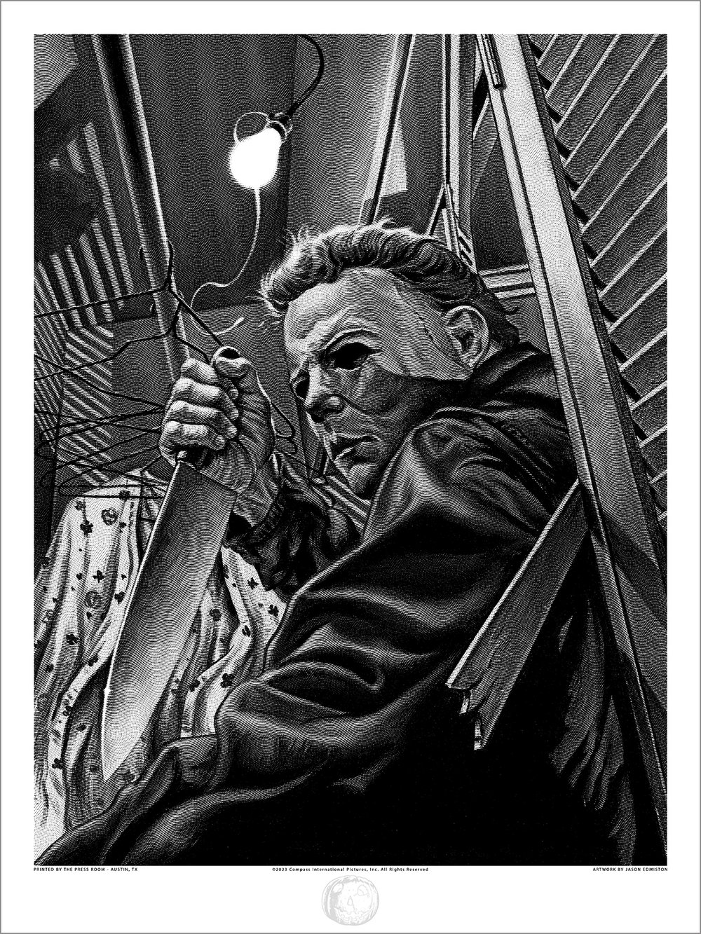 "Michael Myers Closet Attack" - 18" x 24" printers proof letterpress with embossed stamp