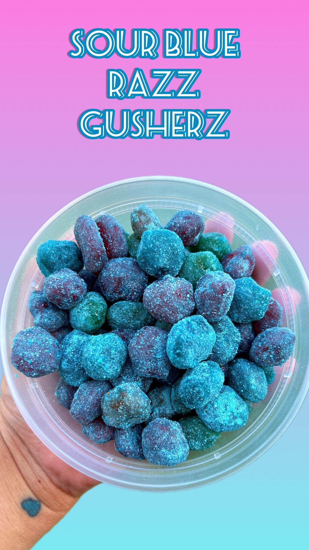 SOUR BLUE RAZZ GUSHERZ, | Dosies Dulces
