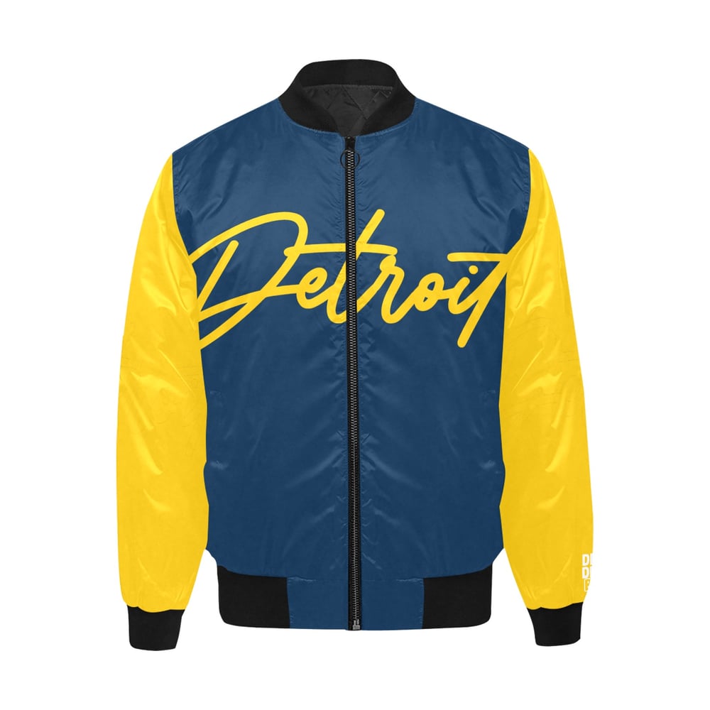 Image of Detroit Printed Bomber Jacket Blue/Yellow