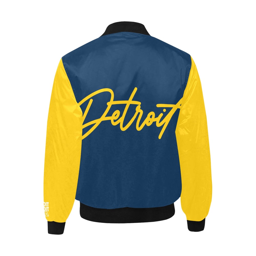 Image of Detroit Printed Bomber Jacket Blue/Yellow