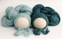 Image 1 of Brushed Knit Set / dusty teal & peacock
