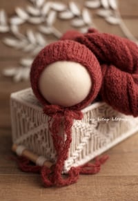 Image 3 of Brushed Knit Set / fern & brick red