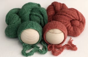 Image of Brushed Knit Set / fern & brick red