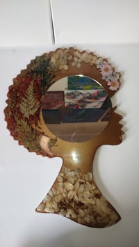 Brown Afro Girl Mirror Tray
