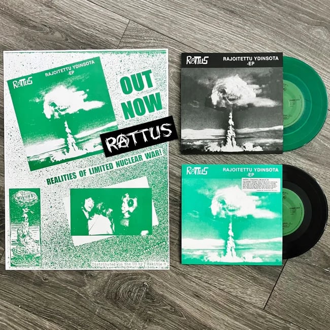 Image of RATTUS - "RAJOITETTU YDINSOTA" 7"