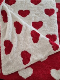 Image 2 of Double sided soft heart blanket 