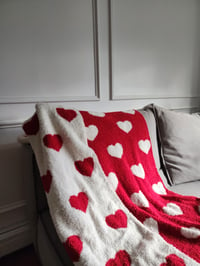 Image 1 of Double sided soft heart blanket 