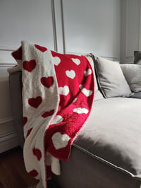 Image 3 of Double sided soft heart blanket 