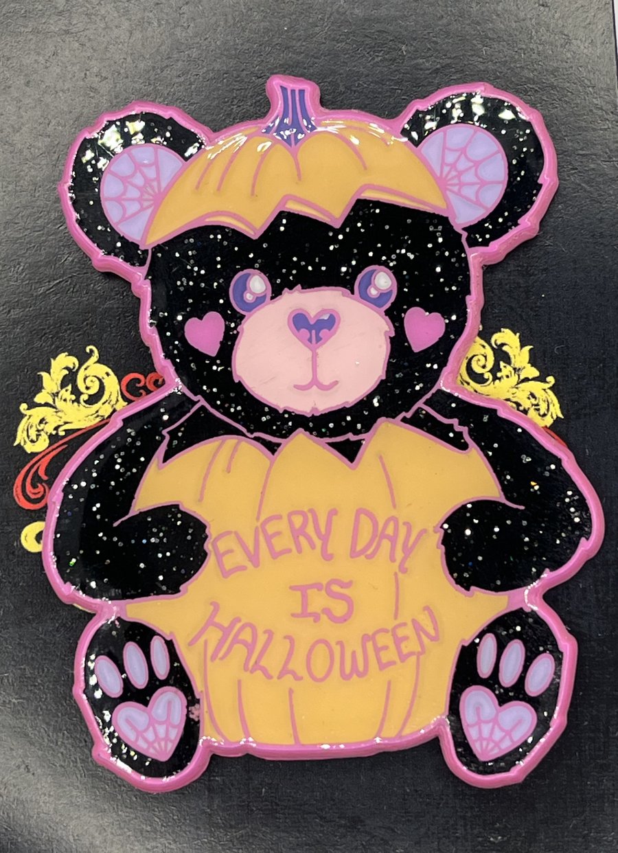 Image of Everyday Is Halloween - Black Glitter Teddy Bear