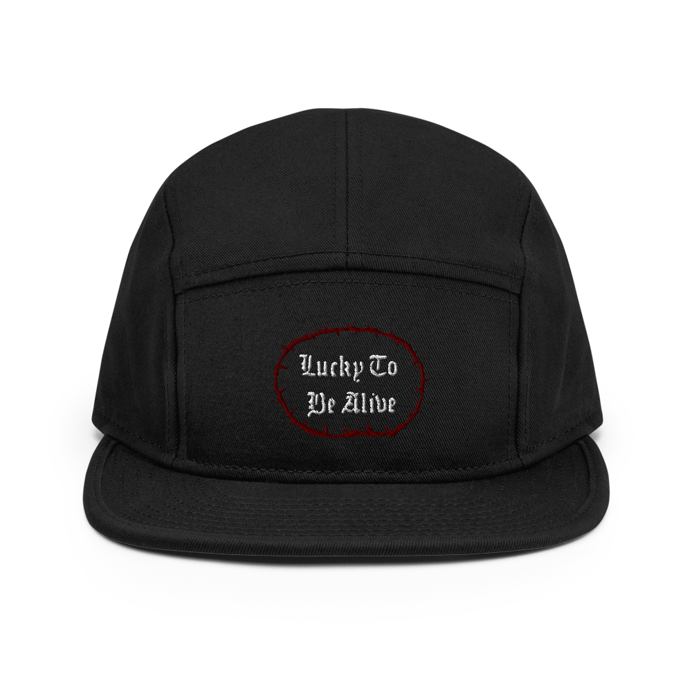 Lucky To Be Alive 5 Panel Camper Hat