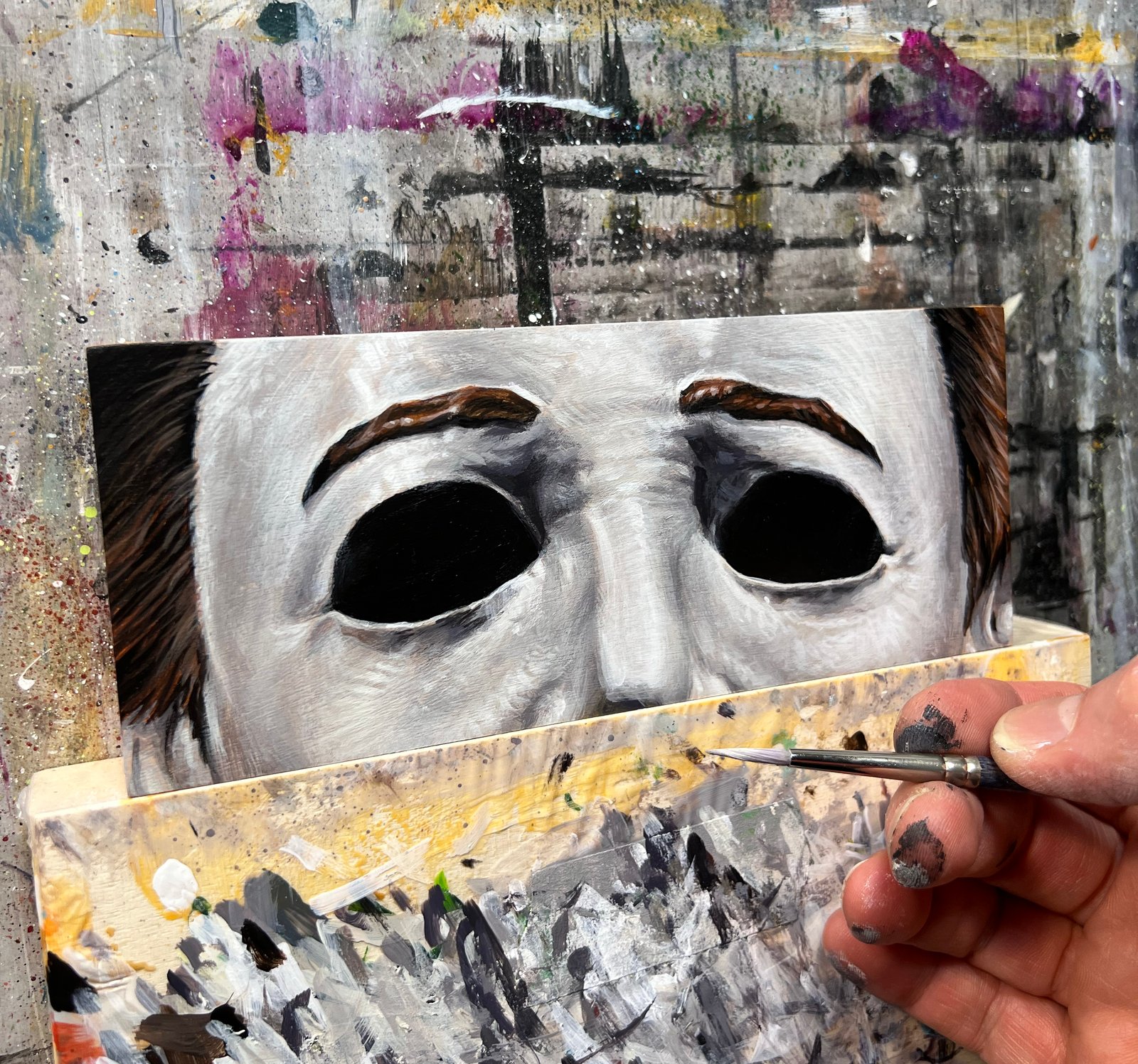 Myers The Return 6 75 X 2 75 Original Acrylic Painting Jason   IMG 6844 