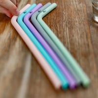 Image 1 of Silicone Reusable Straw 5 Pack