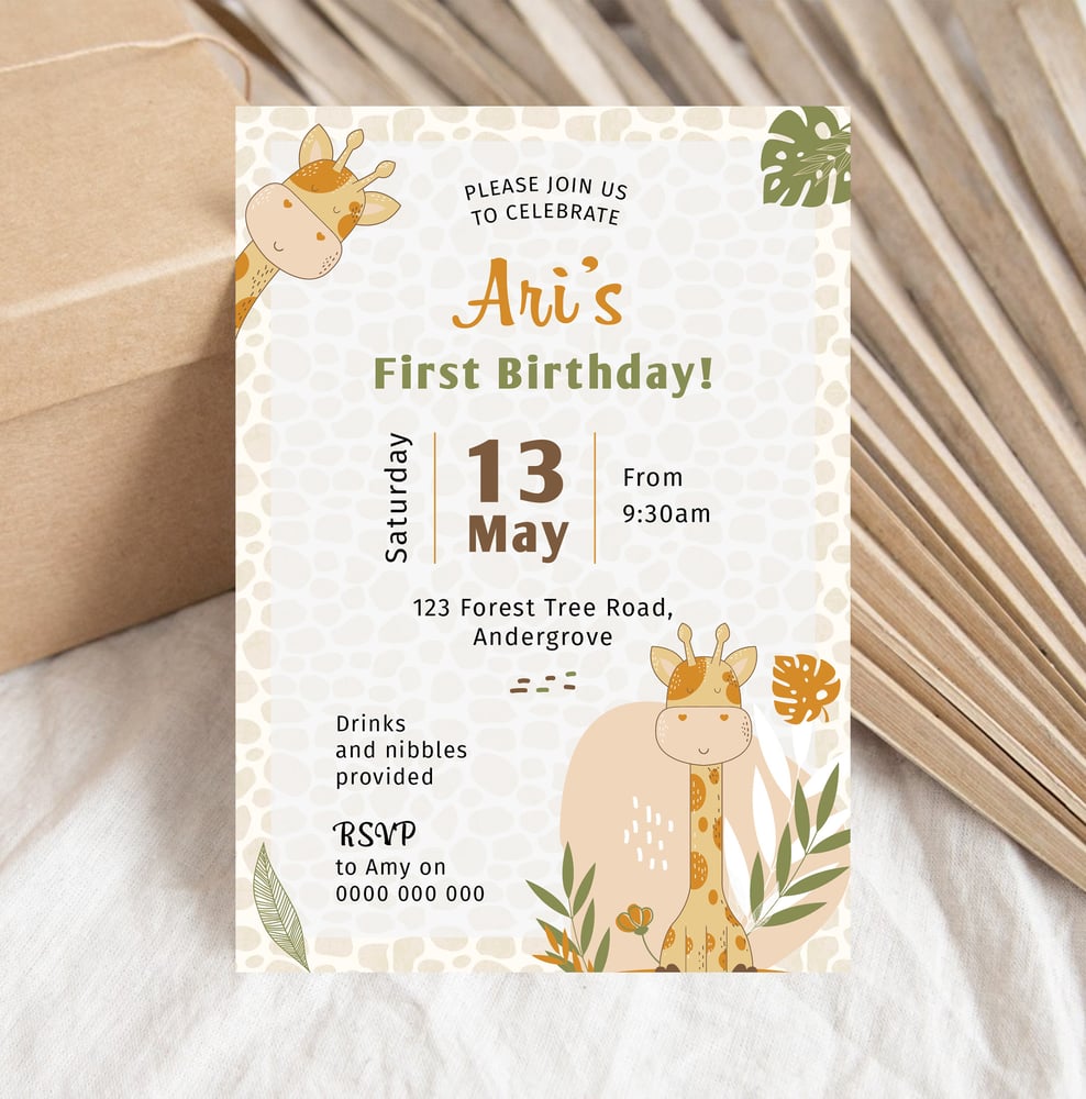 Image of Giraffe Invitation