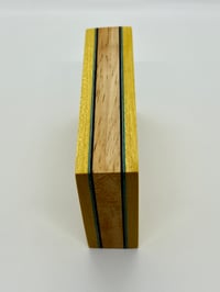 Image 3 of Yellow Heart and Maple Bloc with Teal, Silver and Black Veneer