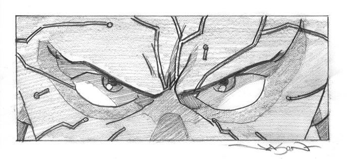 "E.X.P.L.O.D.E." - 6.25" x 2.5" original pencil drawing