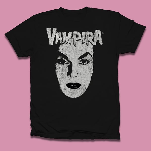 Image of Pre-Order VAMPIRA® 70 Years of Horror t-shirt (Ships Feb 2024)