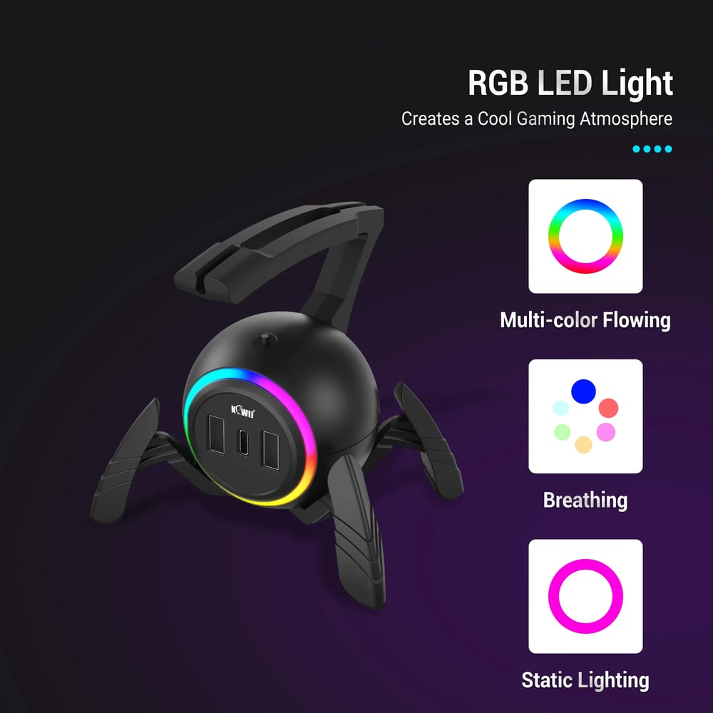 OmniGlide™ Gaming Mouse Bungee with RGB Lighting and USB Hub